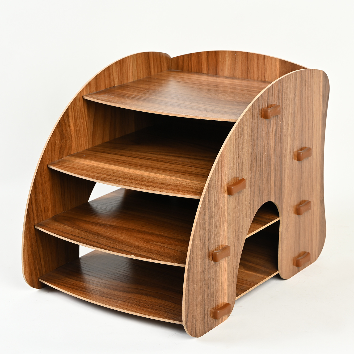 办公用品弧形桌面a4收纳盒木质文件架木制文件框资料架置物架批发