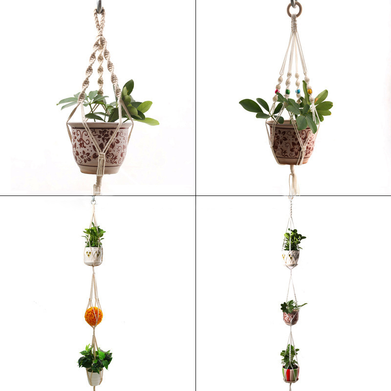 Factory Flower Pot Net Bag Hand-Woven Crafts Wall Hanging Hang Rope Hand-Woven Net Bag Plant Hanging Net Bag