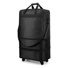 可扩展可折叠2层手提箱行李袋滚动旅行包 轻便大容量出行带万向轮
