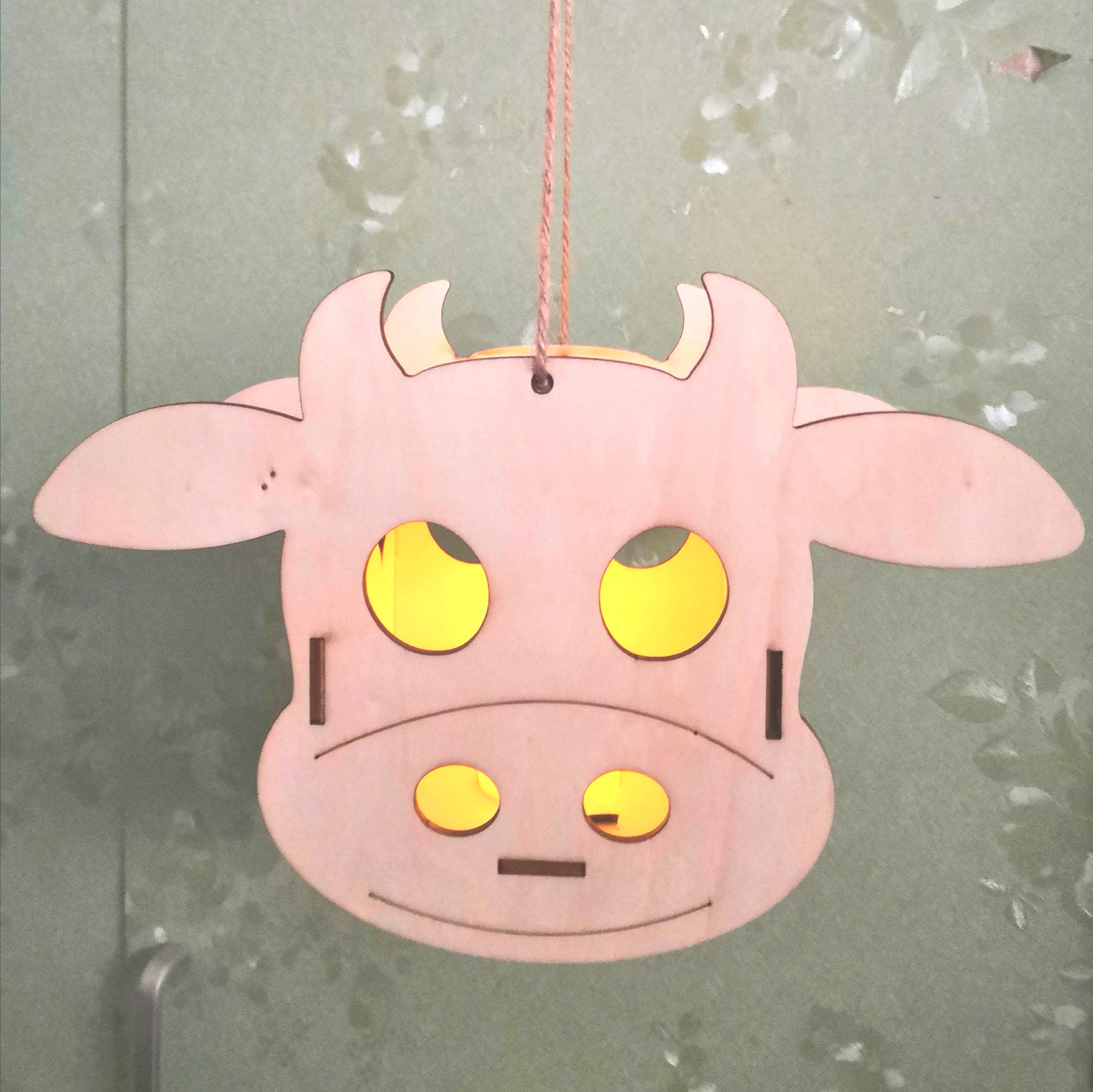 儿童益智玩具新年春节木质拼接卡通灯笼 牛年手提灯笼diy材料包