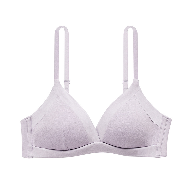 Zhiqu Clothing Thin Cotton Mulberry Silk French Triangle Cup Underwear Breasts Contracting Gathered Wireless Bra