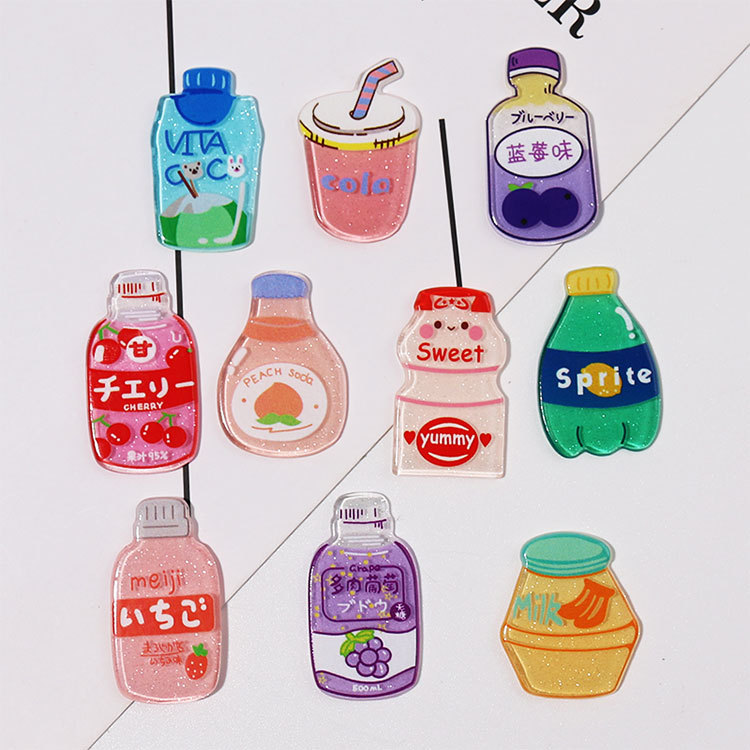 卡通汽水饮料瓶diy手机壳奶油胶材料手工制作树脂小配件饰品发饰