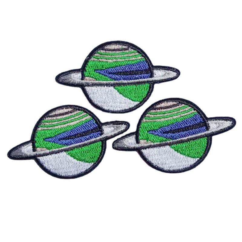 现货批发潮牌宇宙星球刺绣布贴 绣花章臂章纺织辅料商标