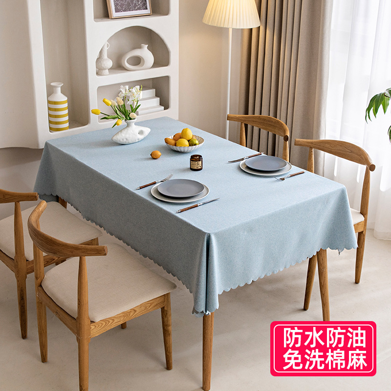 Tablecloth Ins Style Waterproof Oil-Proof Disposable Nordic Cotton Linen Fabric Desk Dining Table Table Mat Tablecloth Can Be Customized