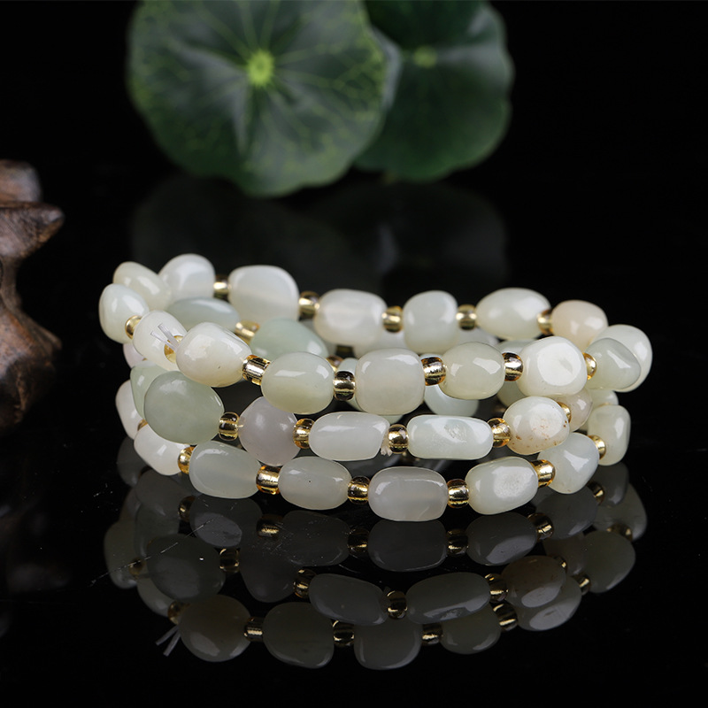 新疆和田玉手链天然原石羊脂白玉不规则个性diy小众设计女生手串