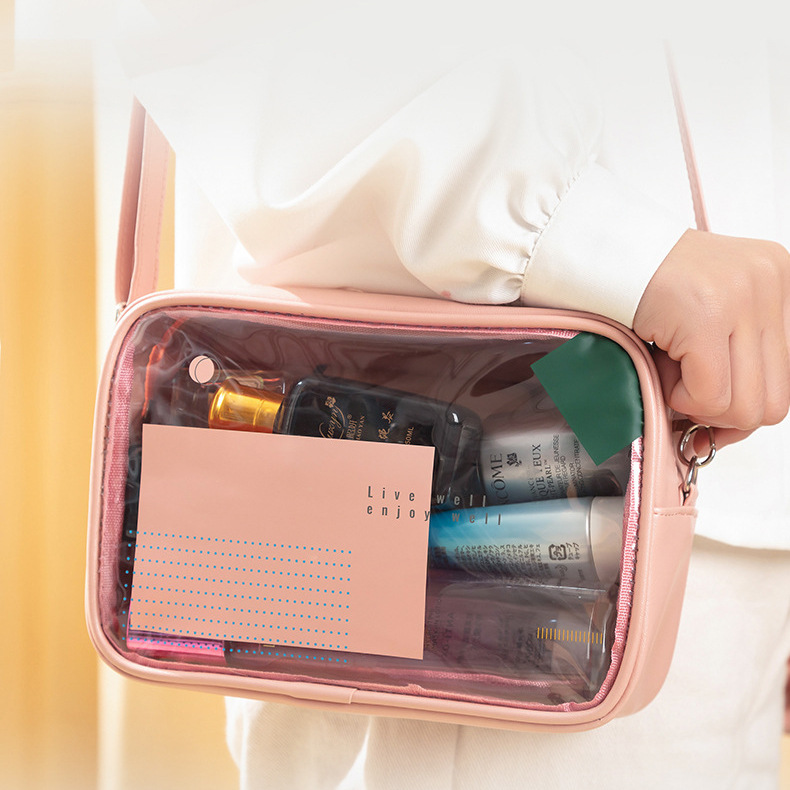 New Pu One Shoulder Women Bag Multi-Functional Travel Portable Cosmetic Bag Large Capacity Toiletries Storage Bag