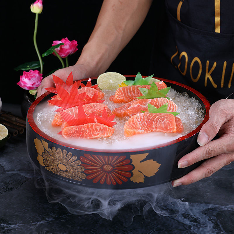 冰盘日式三文鱼板生鱼片鱼生寿司盘子酒店海鲜姿造刺身碟一件代发