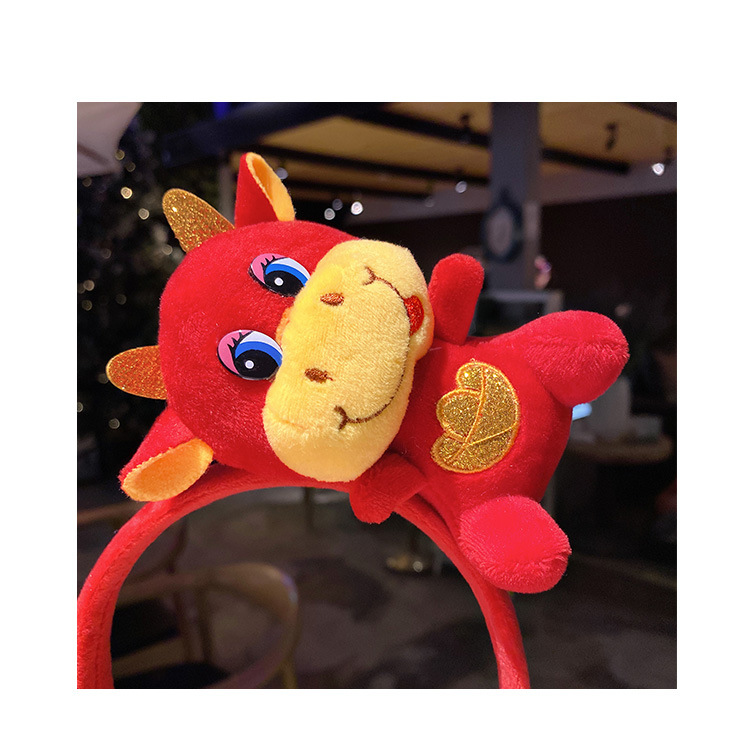 牛年头饰牛角发箍牛气冲天本命年发卡红色新年头箍过年发饰饰品女