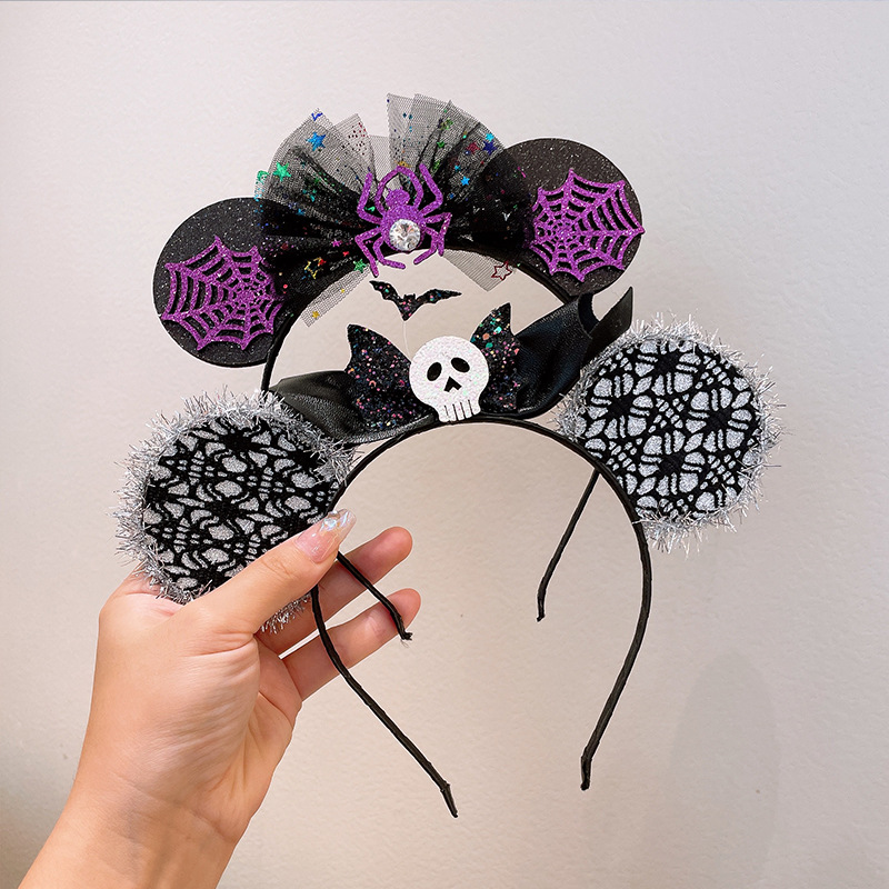 Halloween Headband Hair Accessories Pumpkin Party Bow Mesh Barrettes Skull Head Spider Web Top Hat Witch Hairpin