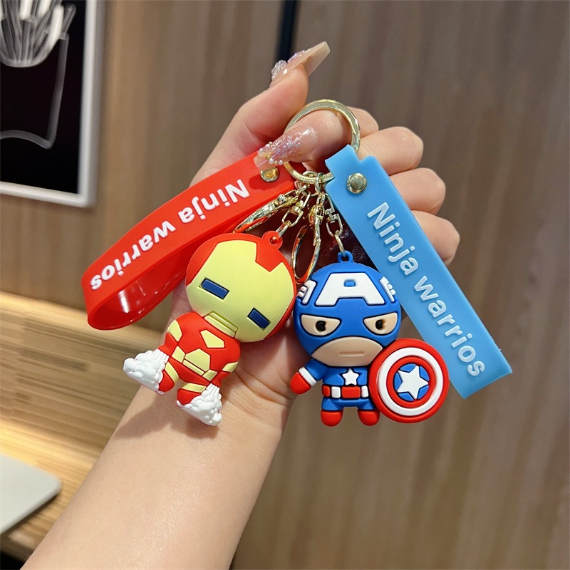 Creative Cartoon Avengers Keychain Marvel Iron Man Spider-Man American Team Key Chain Men's and Women's Handbags Pendant