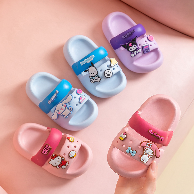 Sanrio New Children's Slippers Girl and Boy Cartoon Summer Soft Bottom Non-Slip Indoor Home Bathroom Slippers