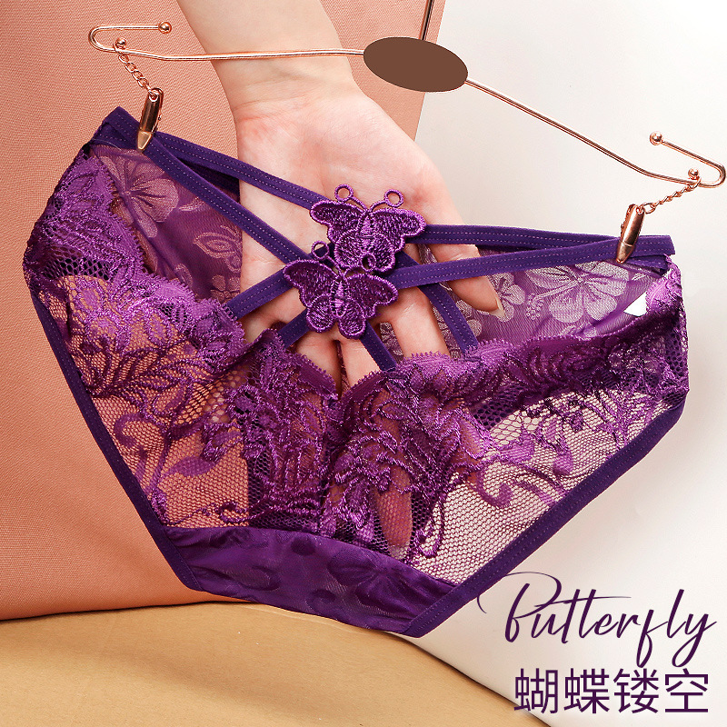 内裤女蕾丝性感迷人薄款透气透明低腰镂空日系少女三角裤216-阿里巴巴