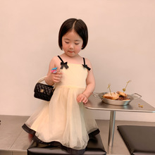 韩国童装女童连衣裙夏季新款女童吊带仙女裙百搭外穿小蝴蝶结