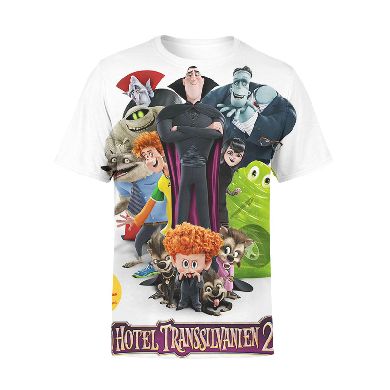 Summer New Foreign Trade Men's Sports Short Sleeve Animation Hotel Transylvania 3D Digital Printed Children's Clothing T-shirt