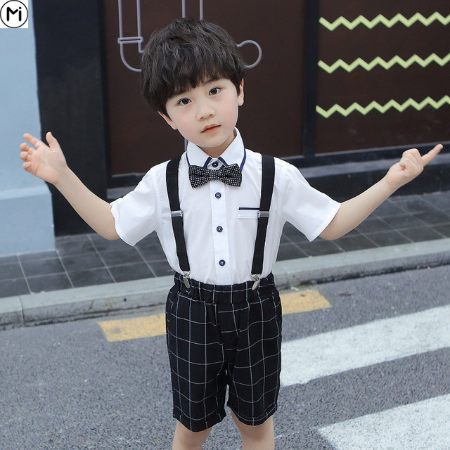 花童婚礼男童礼服套装夏英伦风男孩正装帅气儿童小西装走秀演出服