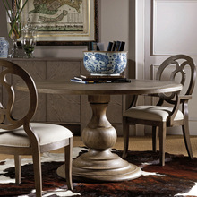 美式轻奢餐桌椅子组合简欧式后现代简约高端圆形法式实木饭桌家用