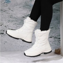 跨境新款冬季棉鞋女加厚长毛加绒保暖女雪地靴耐寒户外大码女鞋子