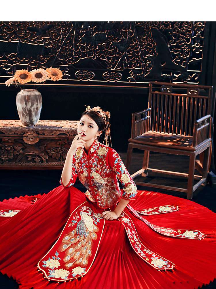 秀禾服新娘2021新款敬酒服结婚禾服中式婚纱礼服古装婚服秀和服女