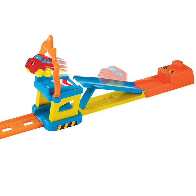 跨境外贸儿童过山车玩具手动按扭发射冲关玩具跳跃交通指示牌配件