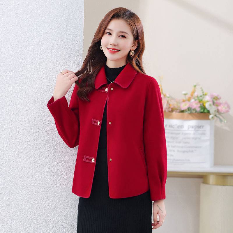 双面羊绒大衣女外套短款毛呢羊毛2023年秋冬季新款中年妈妈羊绒衣