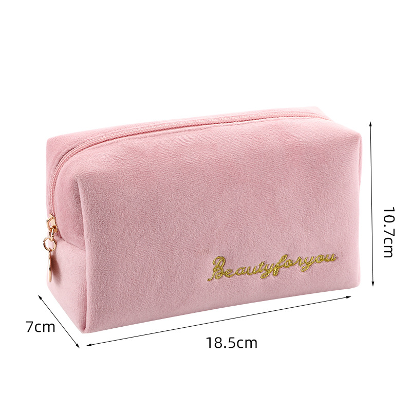 New Style Storage Bag Creative Flannel Cosmetic Bag Portable Zipper Cosmetic Bag Clutch Multi-Color Optional