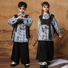 儿童街舞潮服hiphop童装少儿嘻哈演出服男童套装女童中国风演出服