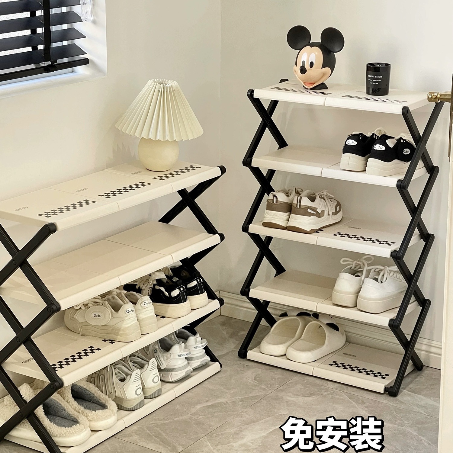 鞋架简易经济型家用门口小鞋柜2024新款宿舍多层折叠鞋子收纳神器