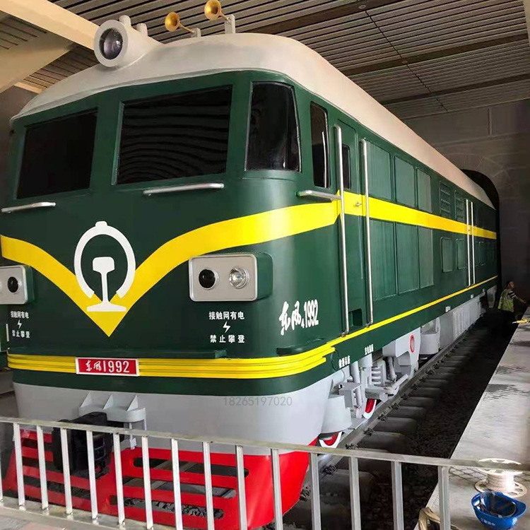 铁路学校燃油绿皮火车头 商场楼盘创意装饰道具 铁艺模型制作工厂