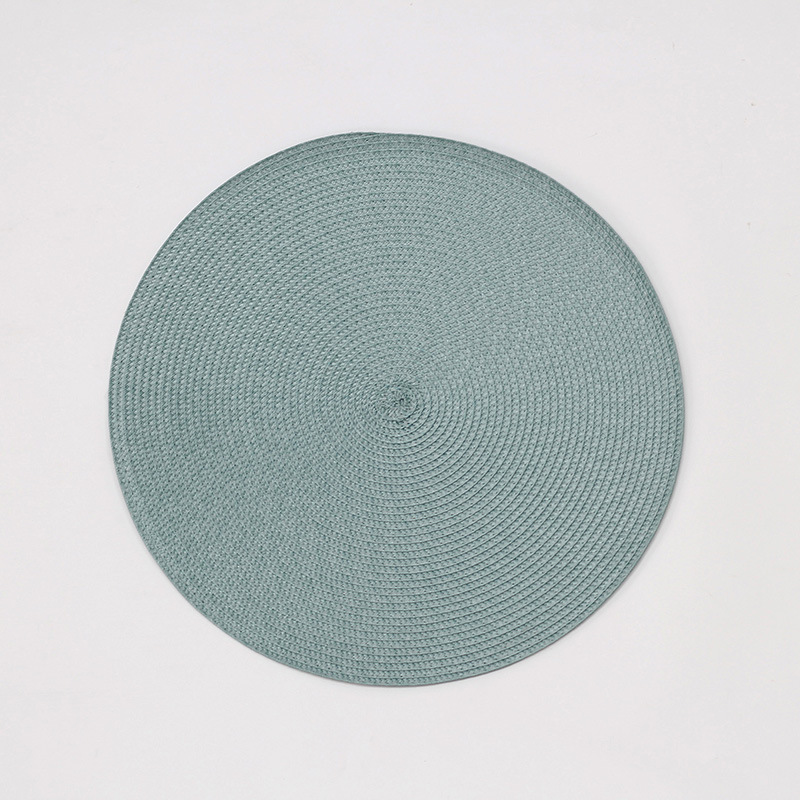 Dining Mat Pp New round Solid Color Simple Pp Woven Placemat Heat Insulation Non-Slip Washable Environmental Protection Placemat Woven Mat