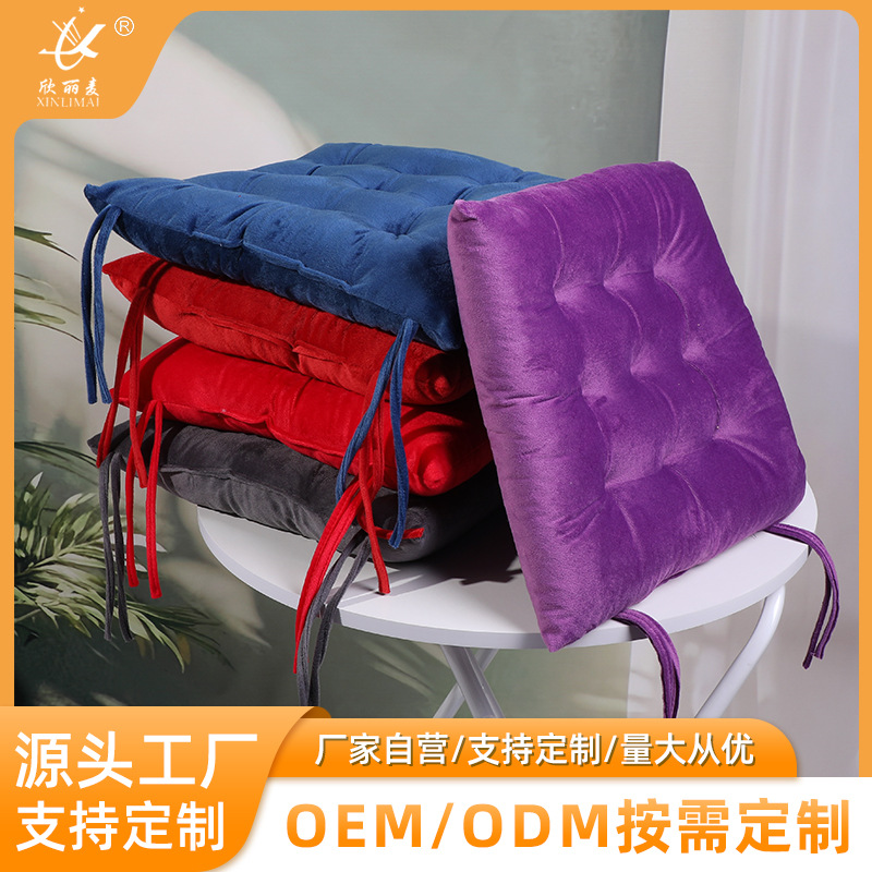 水晶绒坐垫榻榻米四季通用加厚餐椅垫高颜值学校家用绑带毛绒棉垫