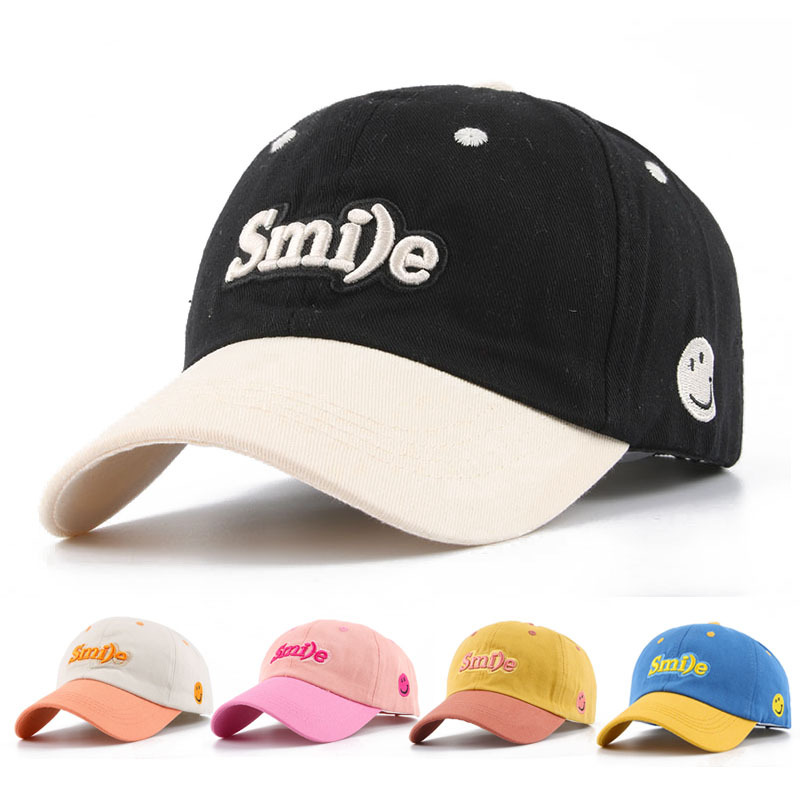 south korea children‘s hat wholesale spring new embroidery letter smile fashion peaked cap boys and girls baseball cap