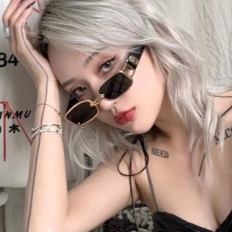 2022 Personalized B- Word Square Frame Sunglasses Women's European and American New Modern Sunglasses Women's Cross-Border Fashion Joint Sunglasses