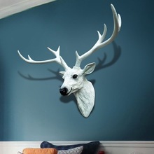 AJ鹿头装饰壁挂北欧风格招财仿真动物头客厅走廊过道墙面挂饰小大