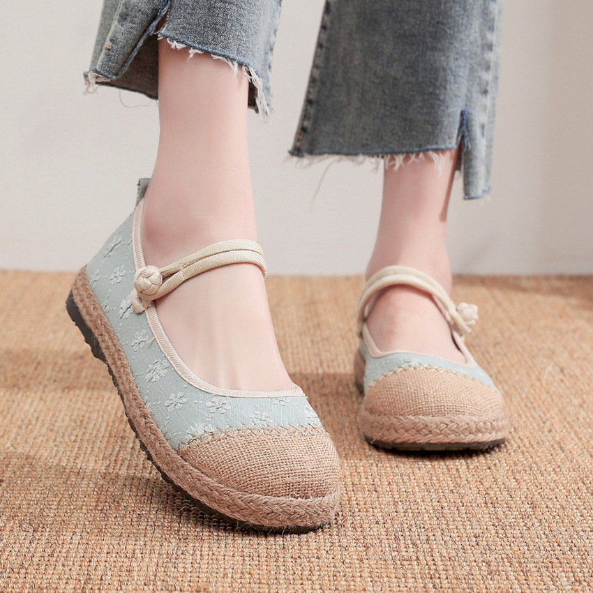 Spring Flat Old Beijing Cloth Shoes Casual Non-Slip Ethnic Style Linen Fisherman Shoes Fresh Lazy Simple Shoes HQ