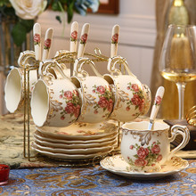 儿里凡欧式咖啡杯套装  简约家用杯子带勺陶瓷杯英式下午茶茶具红