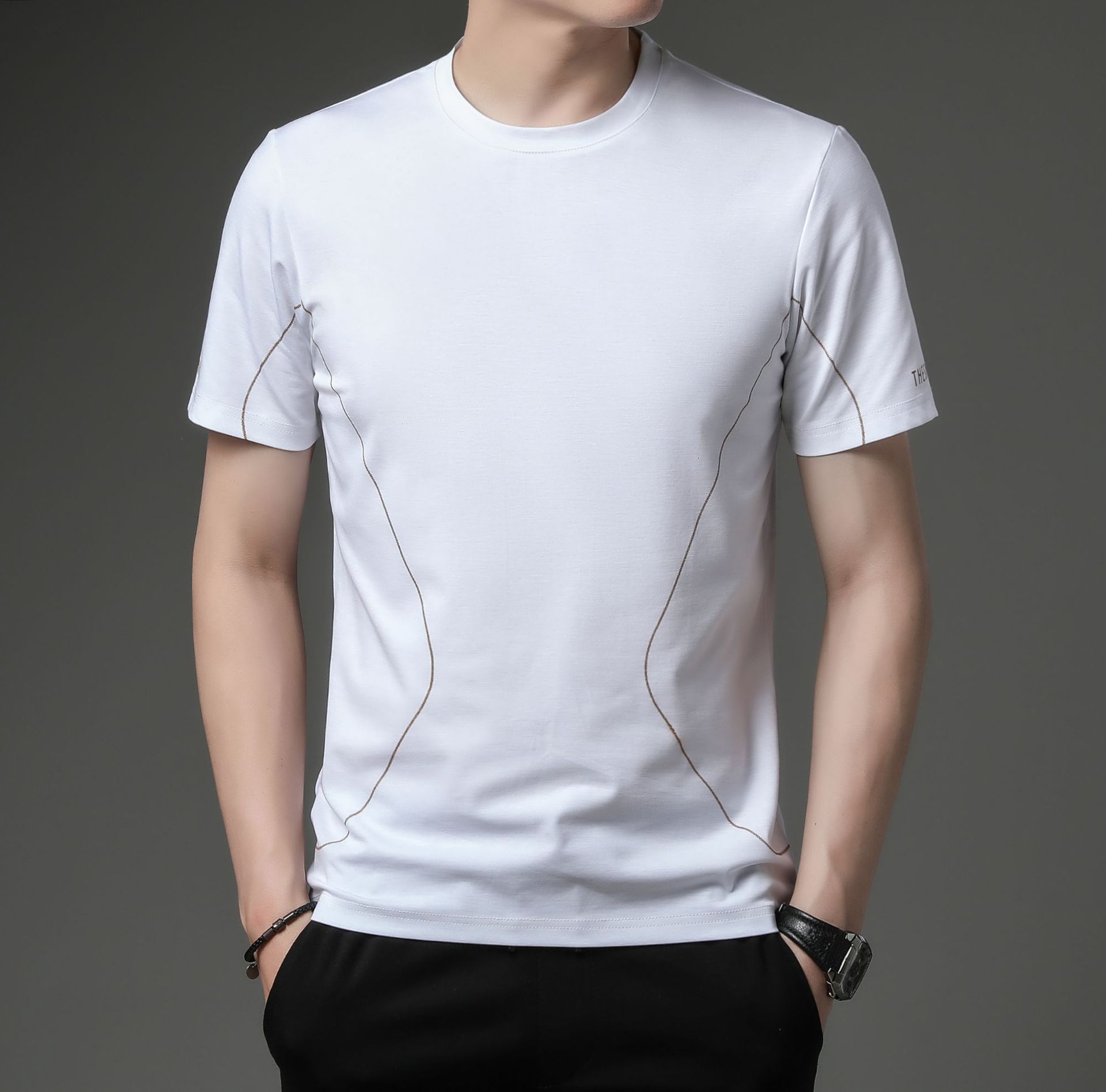 0成交2件2021秋季新品潮流印花长袖t恤男时尚韩版圆领休闲宽松男士