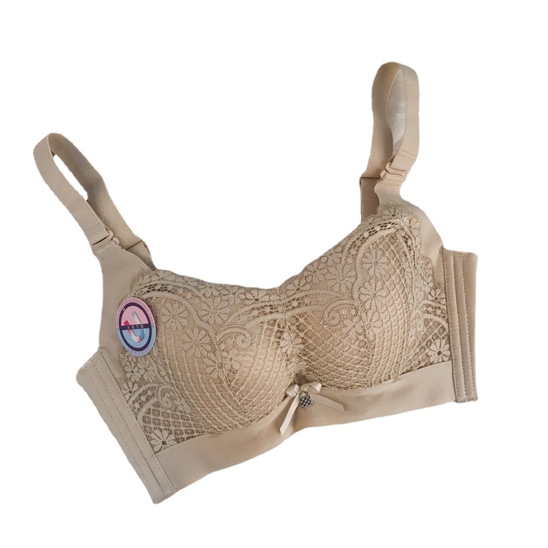 奴芝8995无磁内衣女小胸显大聚拢上托无钢圈调整型性感蕾丝文胸罩