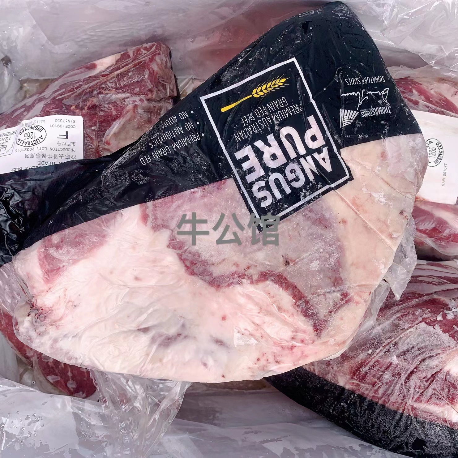 澳洲1265厂安格斯m0-2宝乐肩(200天)冷冻去骨牛宝乐肩雪花牛排