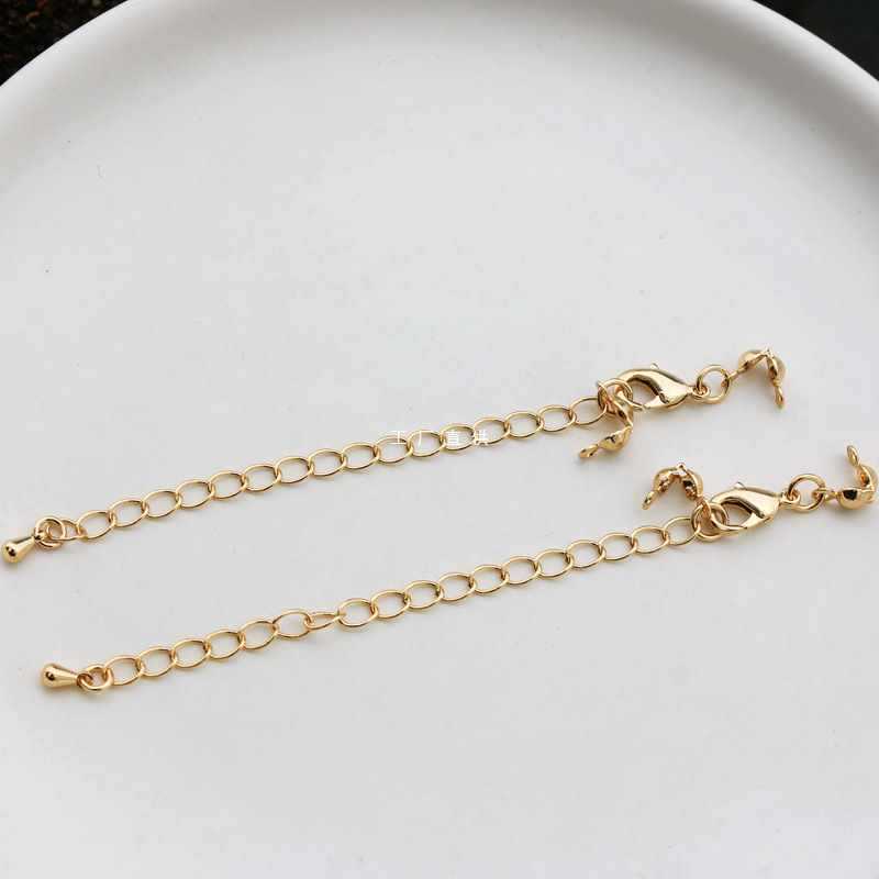 批发14k包金保色链子diy配件水滴尾链/延长链 加长/加粗/附带两包