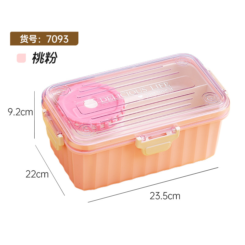 Large Capacity 2.15l Candy Small Fresh Square Rectangular Lunch Box Compartment Sealed Bento Microwaveable Lunch Box