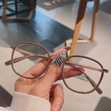 复古防蓝光近视眼镜框女韩版超轻小圆框素颜显瘦感光变色成品近视