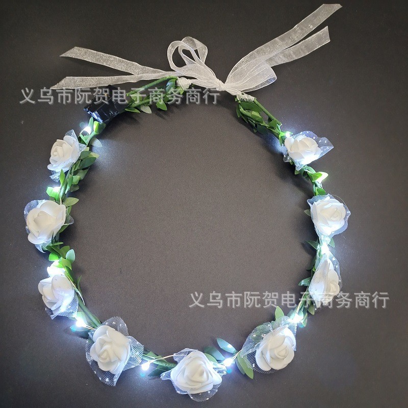 Luminous Garland Tourism Scenic Spot Mori Girl Rattan Rose Luminous Led Garland Headband Hair Accessories