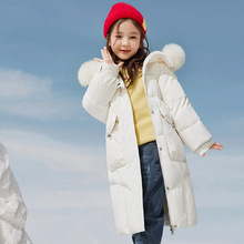 鸭鸭儿童羽绒服女童2022年新款中大童中长款加厚带毛领冬季外套
