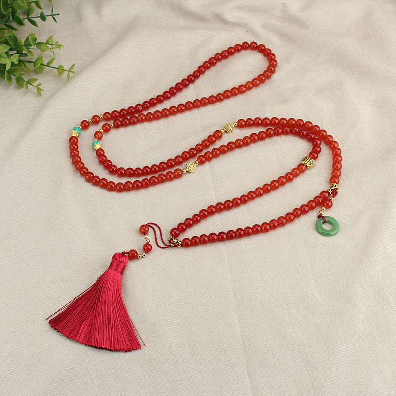 New Chinese Style Crossbody Chain Multi-Purpose Multi-Layer Necklace Long Beaded National Style Tassel Pendant Back Chain All-Match Ethnic Style