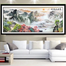 富春山居图大型客厅山水风景画 十大风景名画手工自己绣十字绣