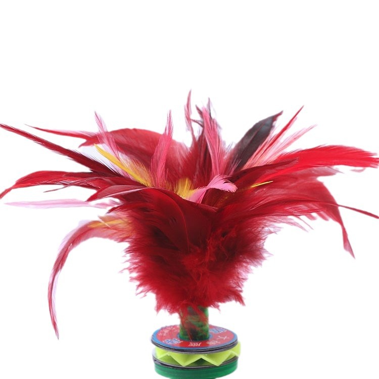 批发供应大神鹰鸡毛毽子 彩色毽球 比赛大花毽子-阿里巴巴