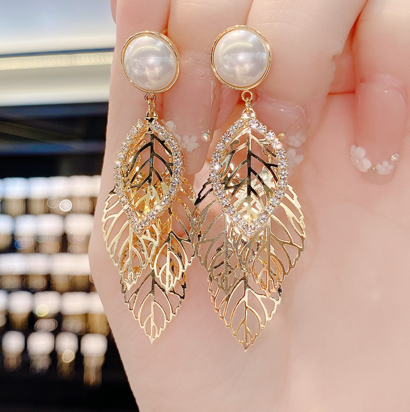 One Leaf Rich Leaves Tassel Earrings for Women 2023 Summer New Fashion All-Match High-Grade Earrings