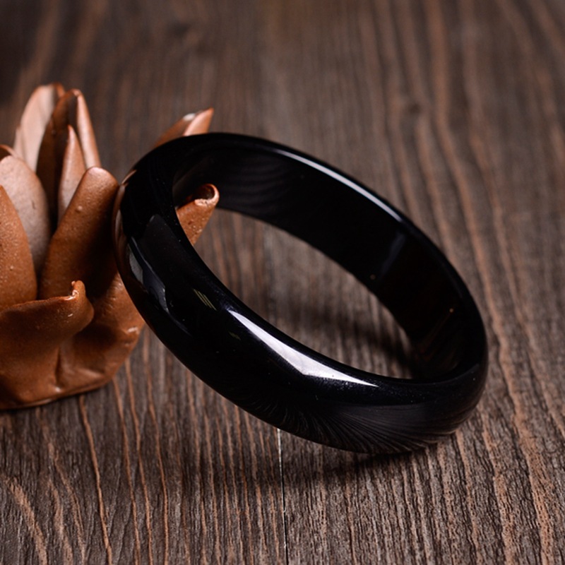 批发巴西玉髓玛瑙手镯 黑玛瑙镯子 玉镯加宽加厚细版正黑色-阿里巴巴