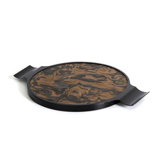 中式复古现代意式极简木皮托盘摆件茶室书房桌面家居装饰摆件