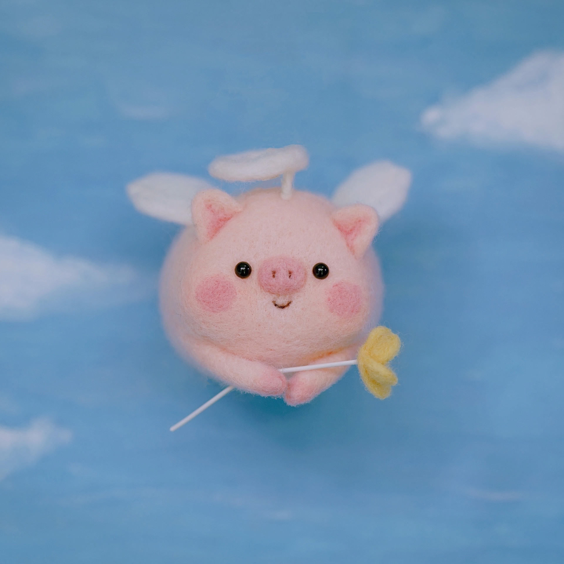 羊毛毡戳戳乐天使小飞猪材料包创意手工diy新手礼物情侣车载挂件